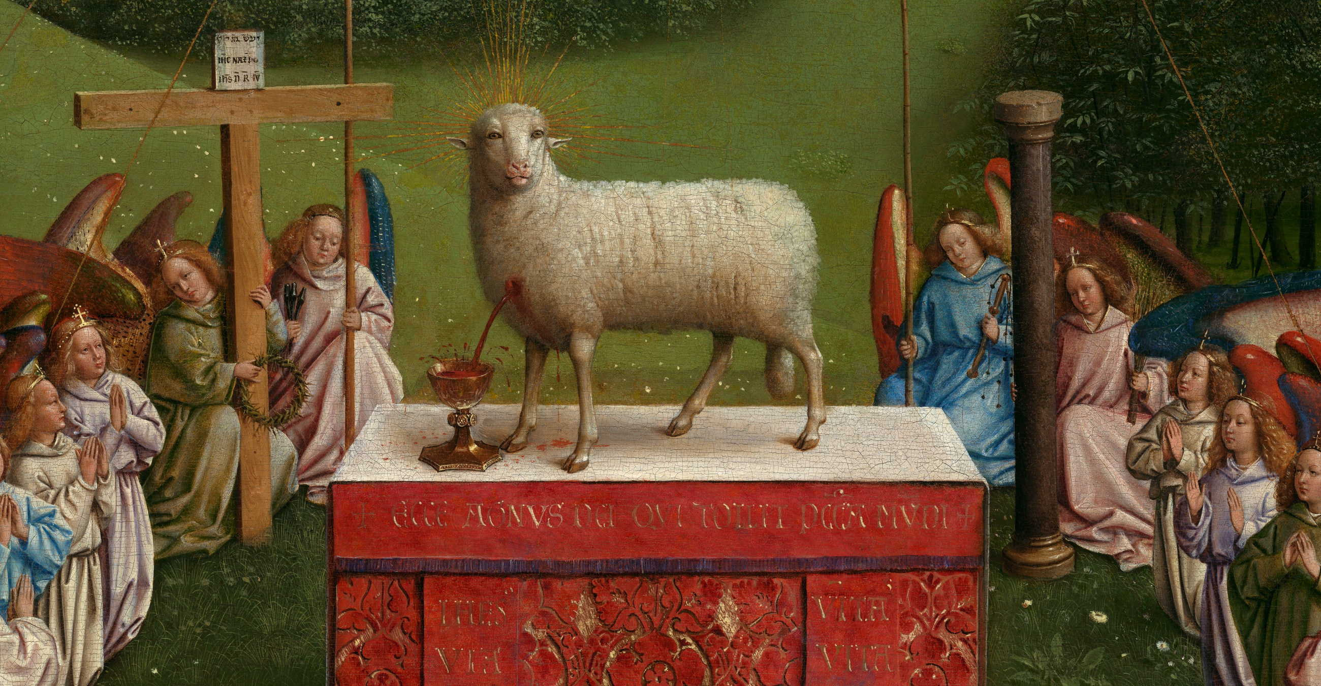 A Misztikus Bárány imádása - Jan és Hubert van Eyck részlet